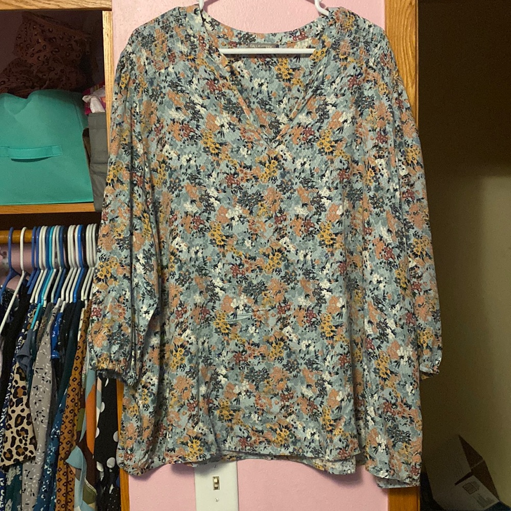 Green Floral Blouse 3x BNWT